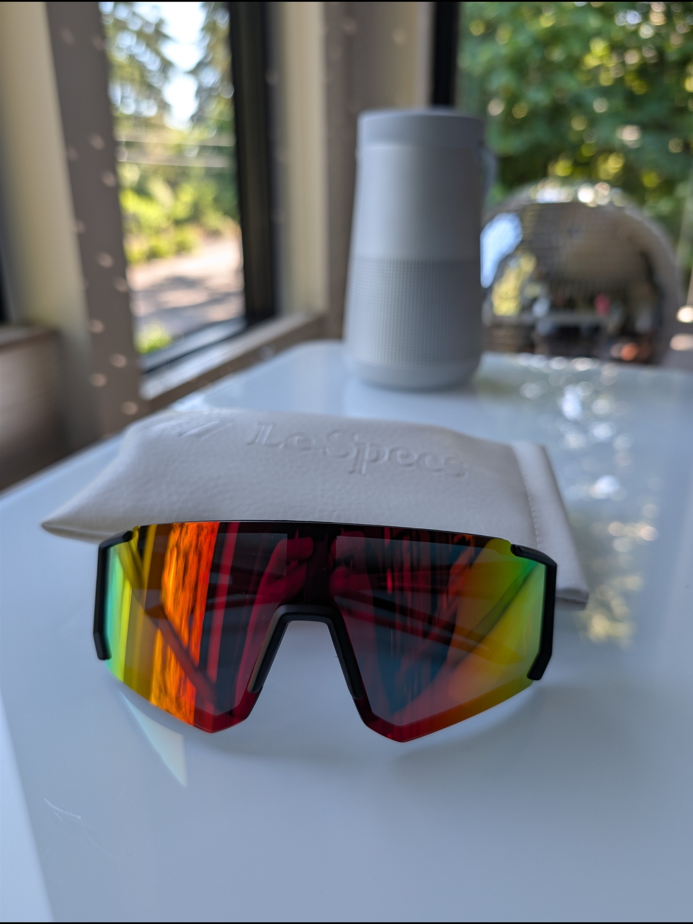 Diff Eyewear Red Orange Mirrored Shield Sunglasses